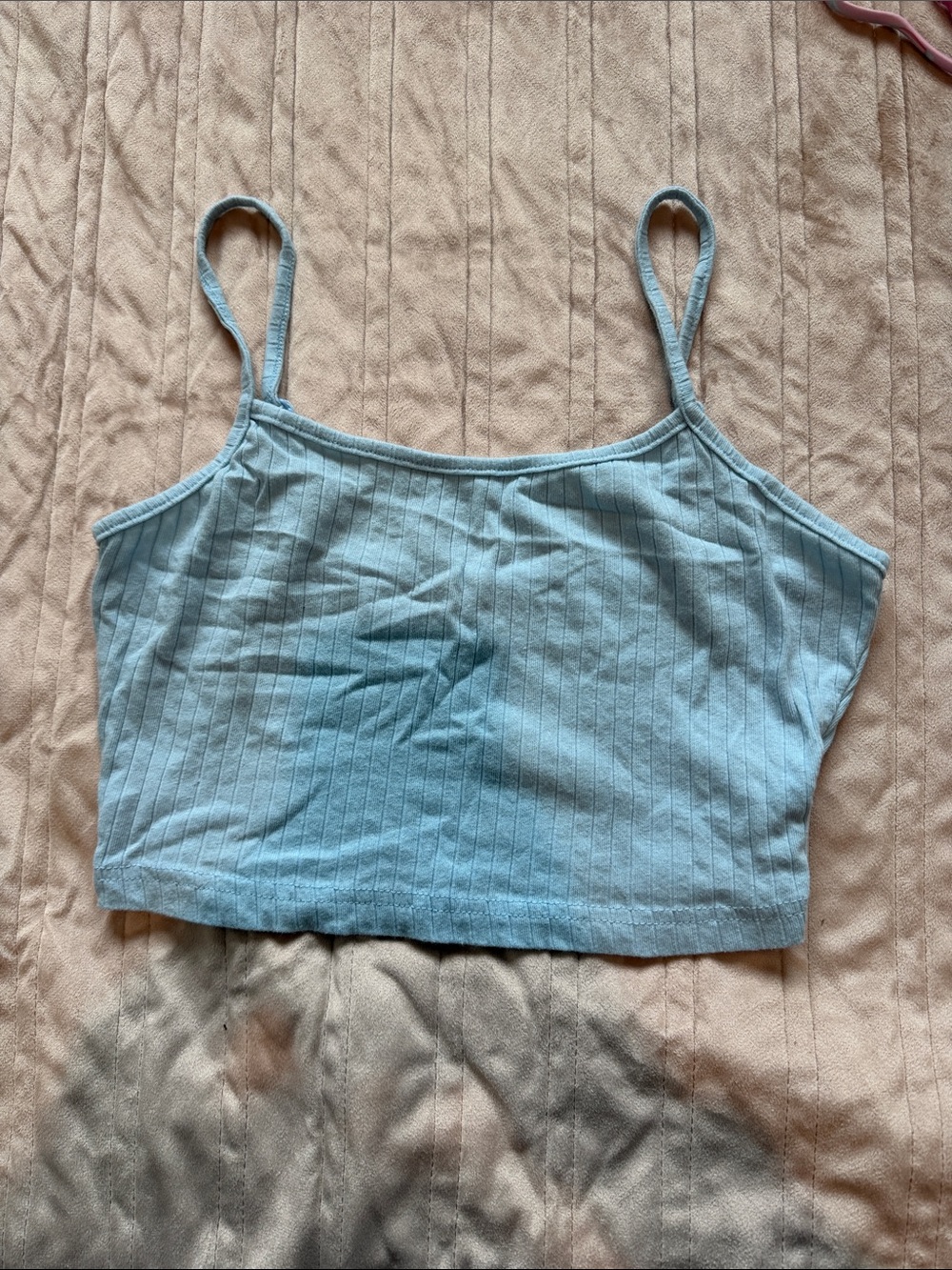 SHEIN Light Blue Ribbed Cropped Cami